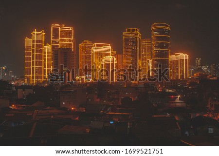 Metro Manila, Philippines at night with lots of lights