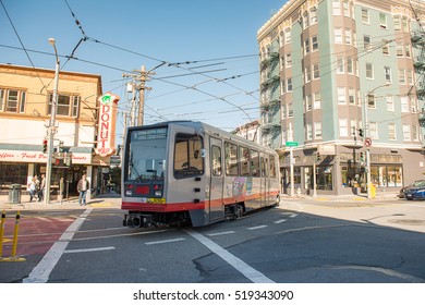 Metro MUNI Train of San Francisco. Transportation in the city. On November 4 2016, San Francisco USA