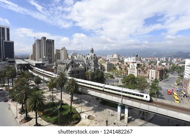 Metro Of Medellín, Rafael Uribe Uribe Palace Of Culture, And Antioquia`s Museum. Medellín Colombia 