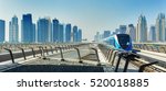 Metro railway and fully automated train in modern and luxury Dubai city,United Arab Emirates
