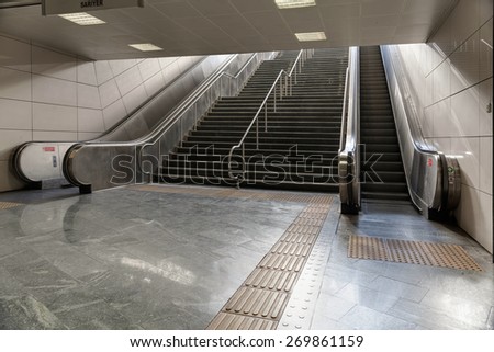 Metro station escalators