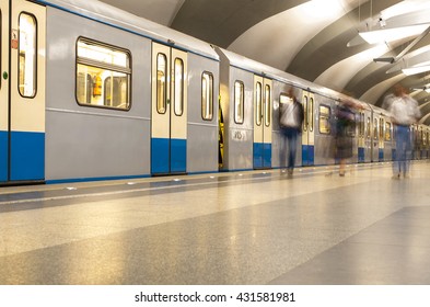 Metro station with passengers