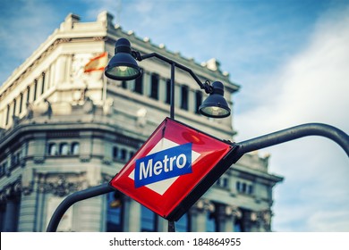 Metro Station Sign in Madrid Spain 