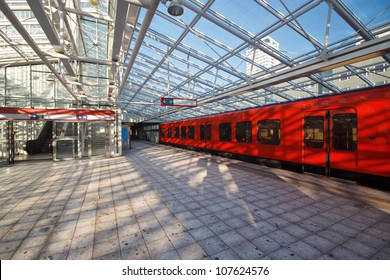 Metro Subway Station With Glass Roof In Helsinki, Finland