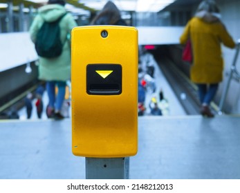 Metro ticket validator that could be found in entrances of stations marking area where validated tickets are in effect, Prague, Czechia, Europe, EU