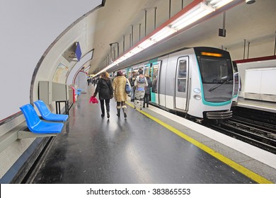 Metro Train In Paris, France.