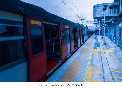 Metro, underground train station,empty platform.