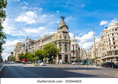 =Metropolis Hotel In Madrid In A Beautiful Summer Day, Spain