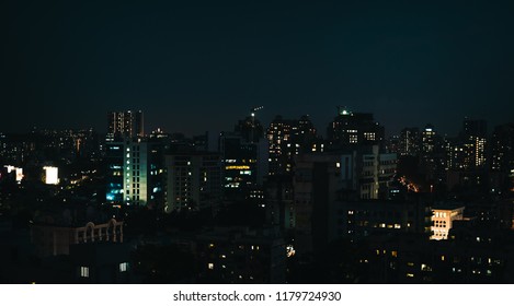 Metropolitan City Night Skyline, Mumbai India.