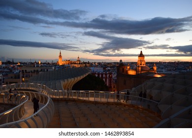 the metropolparasol in seville spain, night view