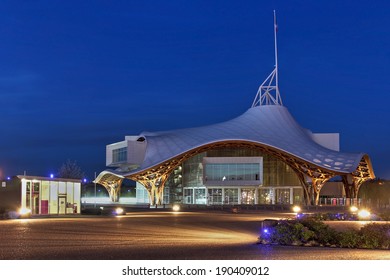 METZ, FRANCE - APRIL 6: Centre Pompidou-Metz, France at twilight on April 6, 2014. The building is a museum of modern and contemporary arts, a branch of Pompidou arts centre of Paris, build in 2010.