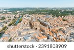Metz, France. Metz Cathedral. View of the historical city center. Summer, Sunny day, Aerial View  