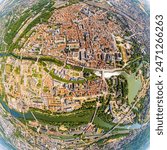 Metz, France. Panorama of the city on a summer day. Sunny weather. Aerial view