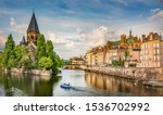 Metz, Lorraine, city view of Petit Saulcy an Temple Neuf in Summer