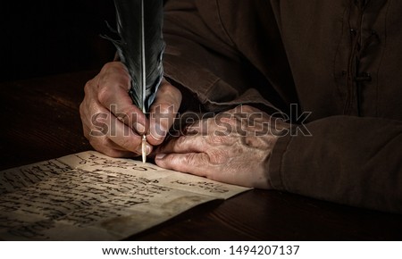mevieval writer Hands with letter