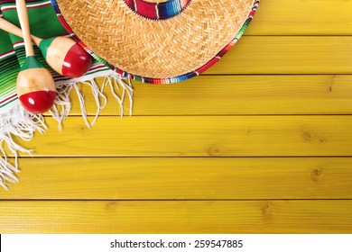 Mexican Background, Sombrero, Wood, Blanket