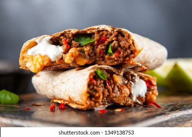 Mexican beef burrito - Shutterstock ID 1349138753