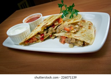 Mexican  Beef Quesadilla Delicious . Close Up