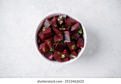 Mexican beet salad with parsley in a bowl. toning