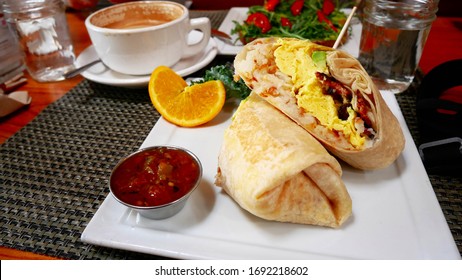 Mexican Breakfast - Tortilla Wrap With Dip And Cafe