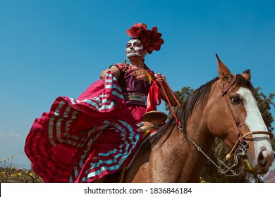 Mexican Catrina In A Horse