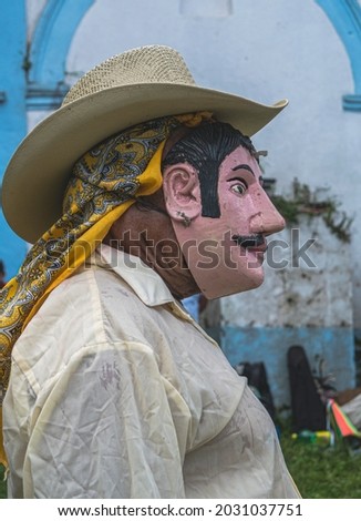 Mexican characterized with a mask that takes us back to a tradition in a community in the northern highlands of Puebla, Mexico, a tradition of dance and party.