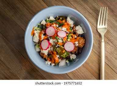 Mexican Chorizo Sausage Black Bean Salad With Queso Fresco Jalapenos And Chipotle Salsa Cremosa