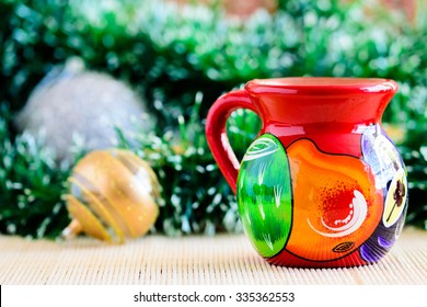 Mexican Christmas (cup Of Coffee On Christmas Background)