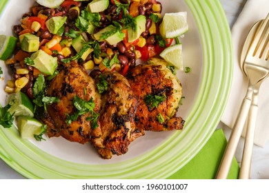 Mexican Cilantro Lime Chicken Thighs With Black Bean And Corn Salad