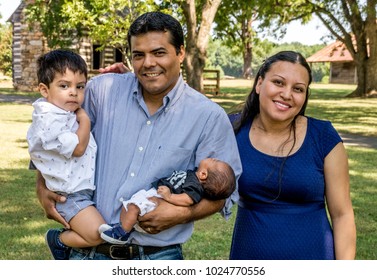 Mexican couple with their children