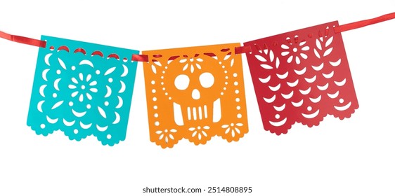 Mexican decoration, papel picado of different colors for celebration of the day of the dead. - Powered by Shutterstock