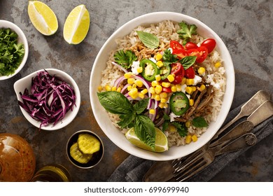 Mexican Dinner Bowl With Rice And Pulled Pork