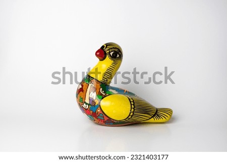 Mexican dove sculpture. National Mexican pattern. Porcelain bird figurine.