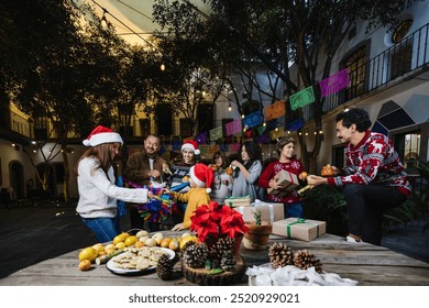 Mexican Family celebrating traditional party or posadas for Christmas eve and holidays in Mexico Latin America - Powered by Shutterstock