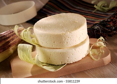 Mexican Farm Cheese Over A Cutting Board