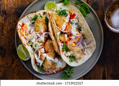 Mexican fish tacos with cabbage and garlic mayo