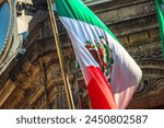 Mexican flag on building in Mexico City