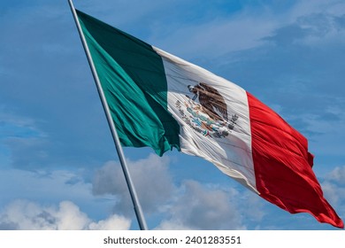 mexican flag weaving on sky background