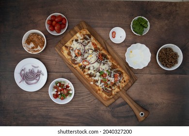 Mexican Flatbread Pizza Shot From Above