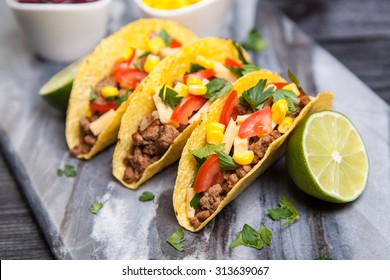 Mexican Food - Delicious Tacos With Ground Beef