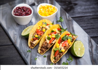 Mexican Food - Delicious Tacos With Ground Beef