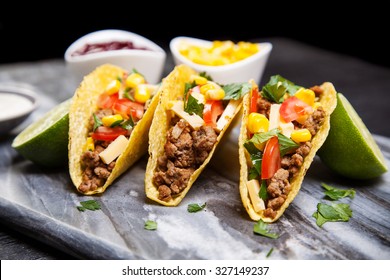 Mexican Food - Delicious Tacos With Ground Beef