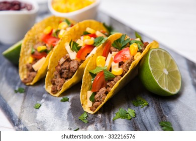 Mexican Food - Delicious Tacos With Ground Beef