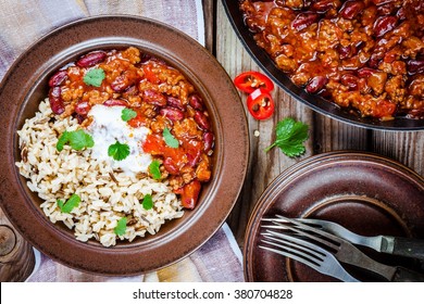 Mexican Food: Homemade Chili With Beans And Wild Rice