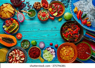 Mexican Food Mix Copyspace Frame Colorful Background Mexico