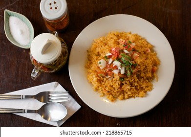 Mexican Fried Rice On Wood