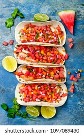 Mexican Grilled Chicken Tacos With Watermelon Salsa