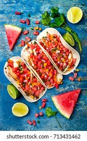 Mexican Grilled Chicken Tacos With Watermelon Salsa