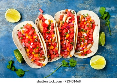 Mexican Grilled Chicken Tacos With Watermelon Salsa