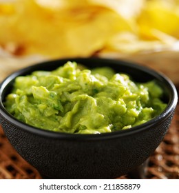 Mexican Guacamole In Molcajete Bowl